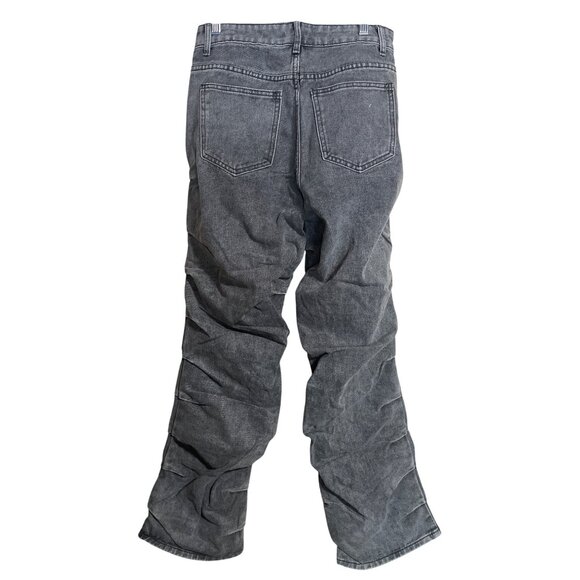 PrettyLittleThing Womens Grey Wash Ruched Straight Leg Jeans Size US 2 UK 6 - Picture 2 of 9